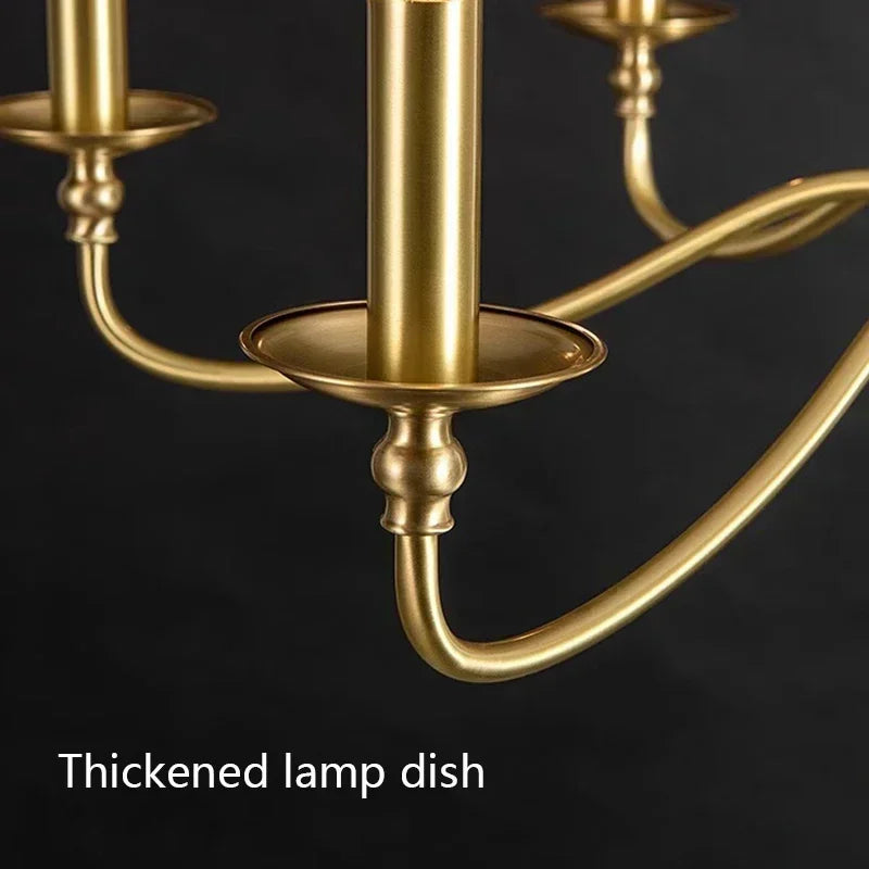Retro Gold Candle Chandelier for Dining Room
