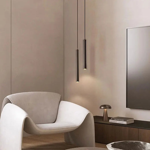 Modern Black LED Cylinder Pendant Light for TV Wall and Hallway
