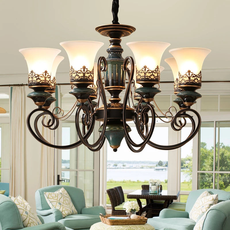 European Luxury Glass Chandelier Iron Frame