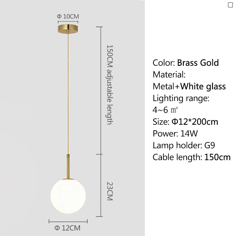 Modern LED Bedside Pendant Light White/Smoke Gray Glass Ball Ceiling Hanging Lamps Nordic Home Decoration Ceiling Pendant Lamp