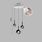 Smoked Glass Ball Cluster Staircase Chandelier with LED Globes