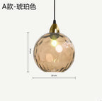 Nordic Dimpled Glass Ball Pendant Light in Jewel Colors for Kitchen