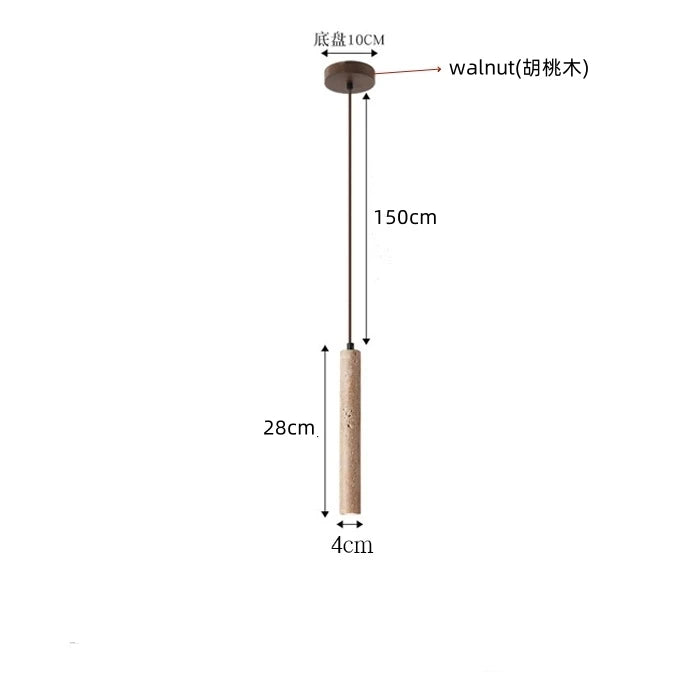 Slim Travertine Led Pendant Lamp Natural Stone Suspension Ceiling Hanging Light for Bedroom Bedside Dining Room Kitchen Island