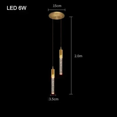 Crystal Glass Pendant Light with LED - Modern Hanging Lamp