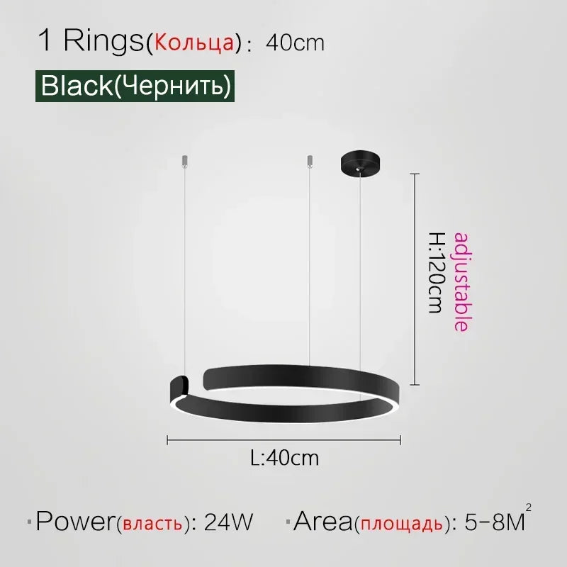 Nordic Copper Ring Pendant Light for Dining Room
