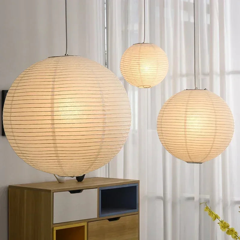 Minimalist Paper Ball Pendant Light for Bedroom