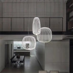 Italian Spokes Wire Cage Pendant Light in Gold for Staircase and Lobby