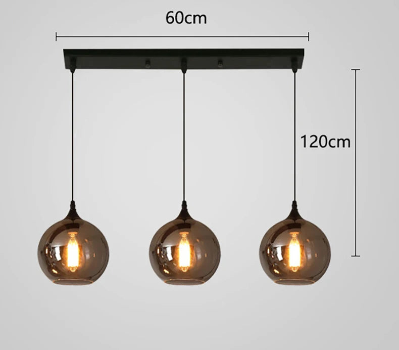 Nordic Smoke Glass Pendant Light for Dining Room