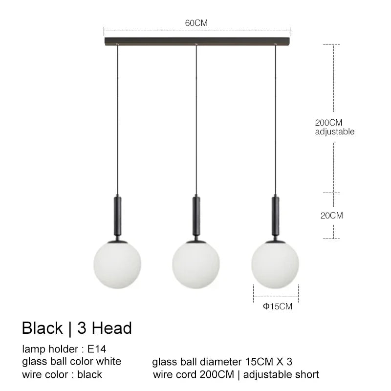 Nordic Glass Ball Pendant Light - Brass Hanging Lamp