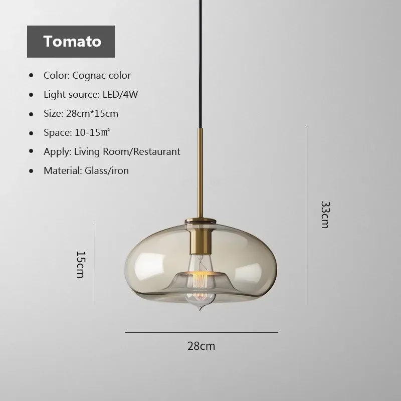 Lámpara colgante de cristal nórdica para comedor