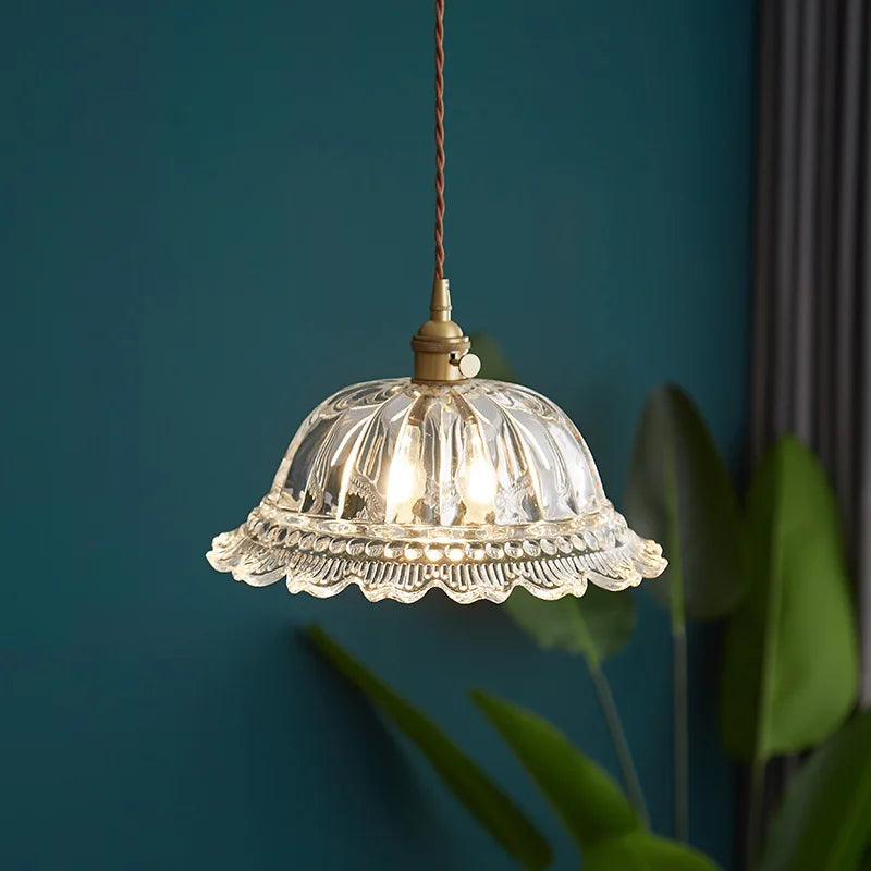 Nordic Glass Pendant Light with Copper Fixture
