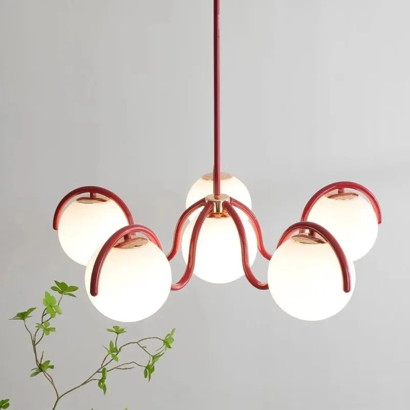 Nordic Glass Pendant Light with Iron Frame
