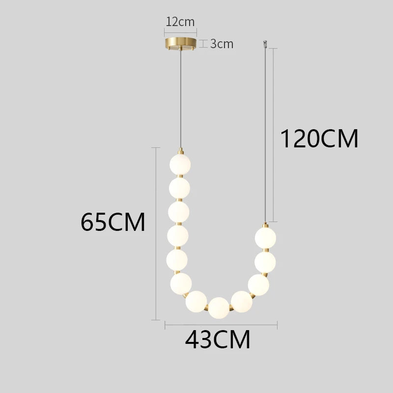 Modern Glowing Bead Strand LED Chandelier for Staircase and Living Room