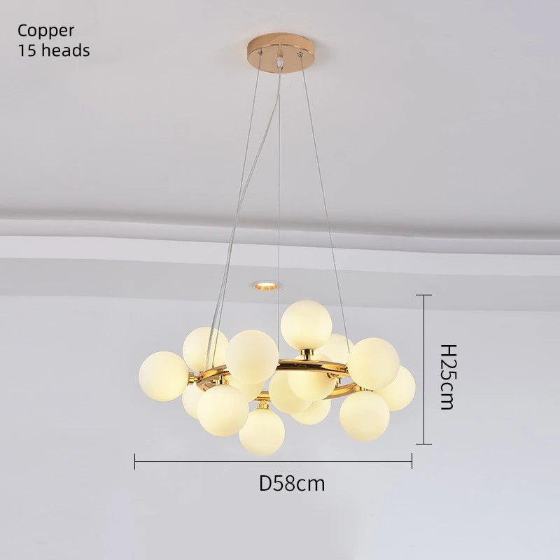Scandinavian Ring Chandelier Glass Ball Pendant Light