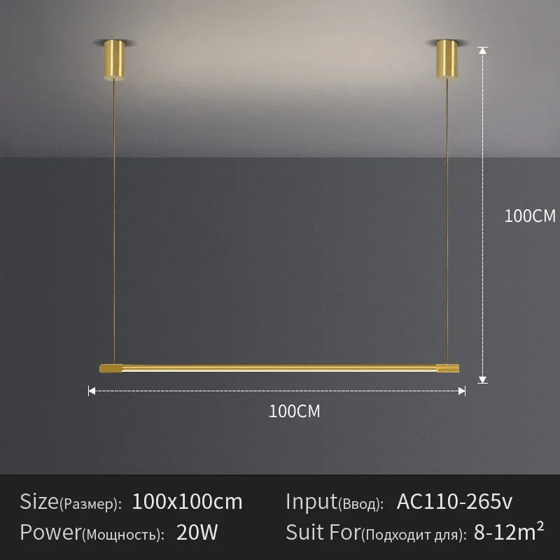 Minimalist Iron Linear Pendant Light for Dining