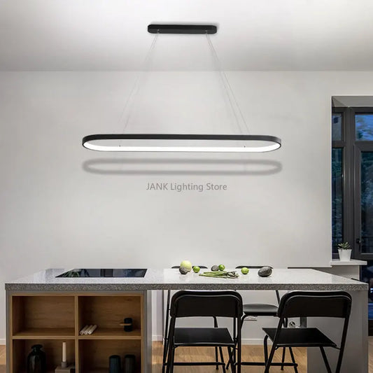 Minimalist LED Pendant Light Oval Strip Design