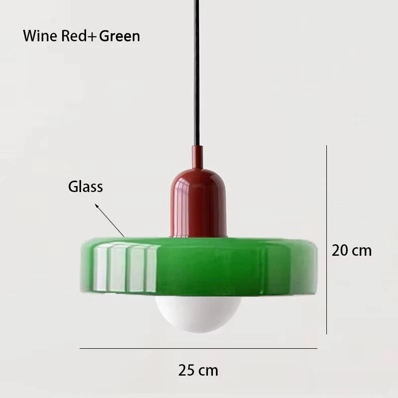 Retro Two Tone Glass Mushroom Pendant Light for Cafe and Dining Room