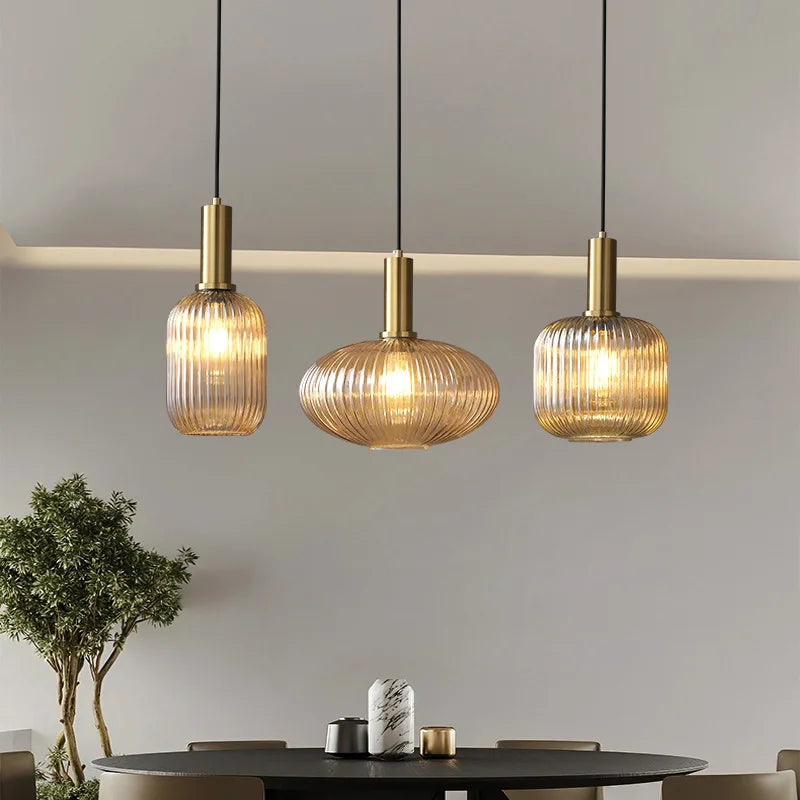 Nordic Glass Pendant Light with Copper Finish