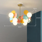 Colorful Branch Chandelier with Opal Glass Balls for Kids Room and Living Room