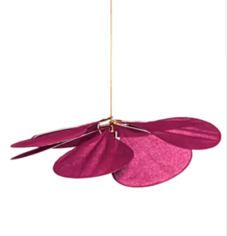 Sheer Petal Flower Fabric Pendant Light in Nine Colors for Bedroom