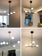 Lámpara colgante minimalista de hierro y cristal para sala de estar