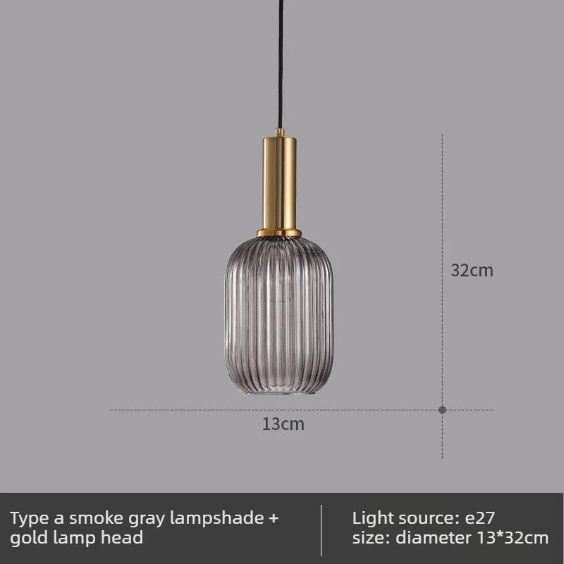 Lámpara colgante de cristal nórdico con acabado de cobre