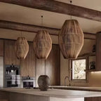 Retro Rattan Pendant Light with LED
