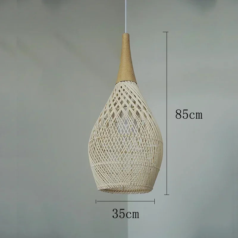 Handwoven Rattan Pendant Light - Bohemian Wabi Sabi
