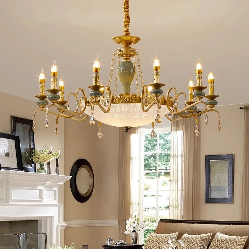 Mediterranean Ceramic Chandelier - Elegant Living Room Lighting