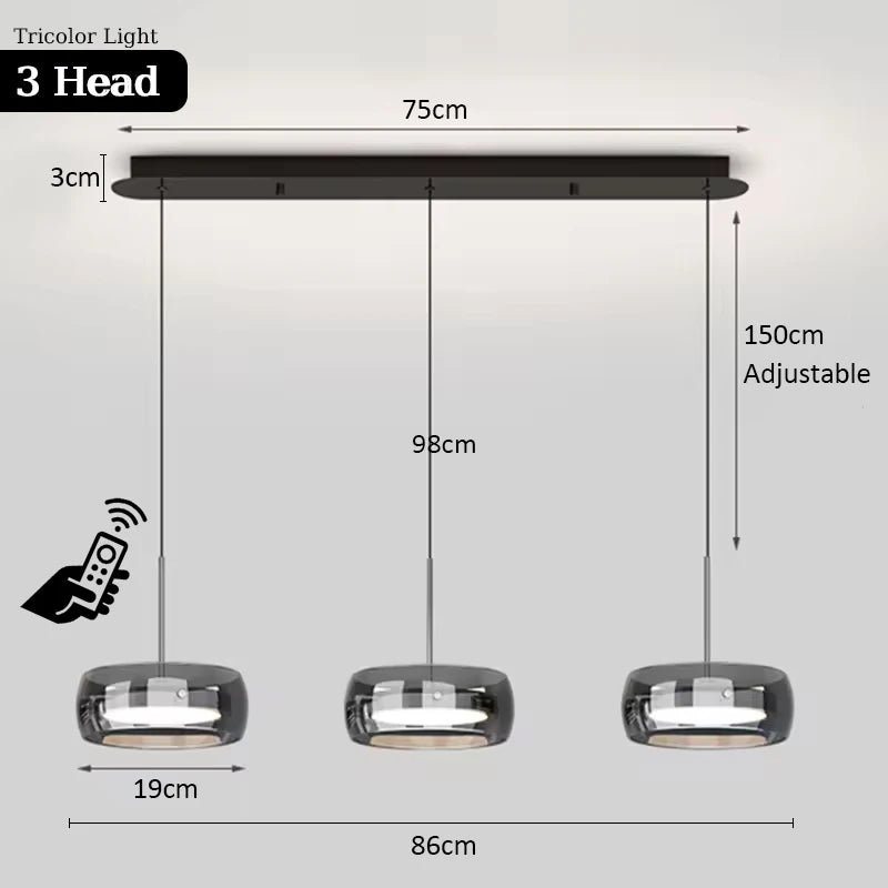 Colgante de cristal minimalista con control remoto