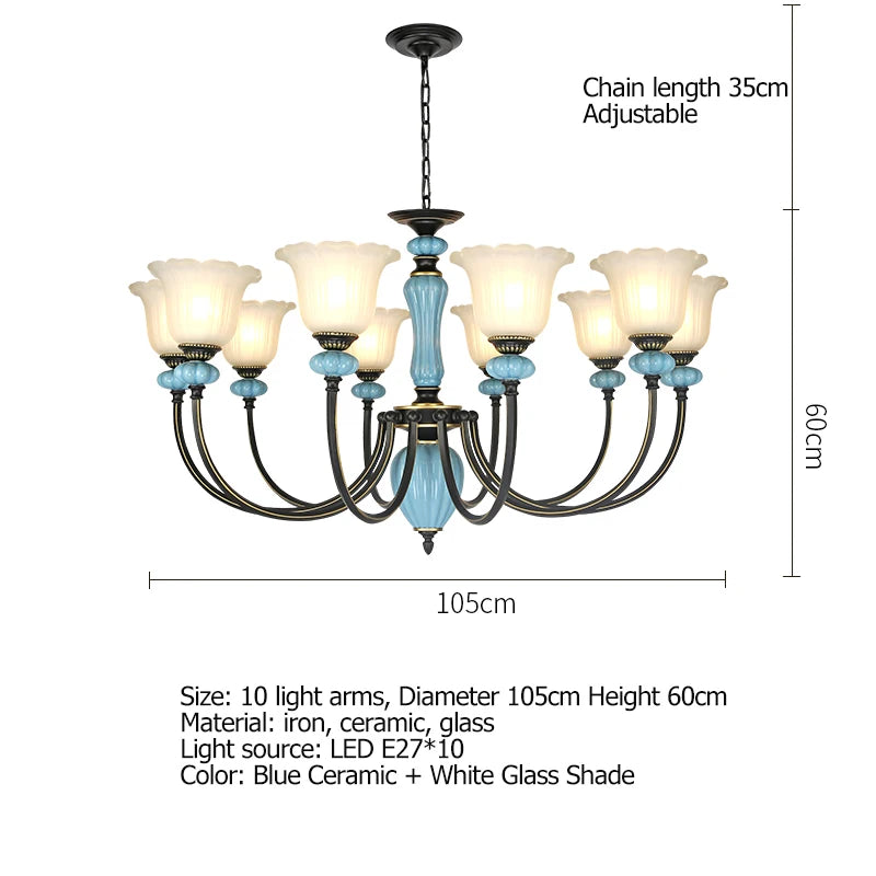 Retro Rustic Ceramic Chandelier Dining Room