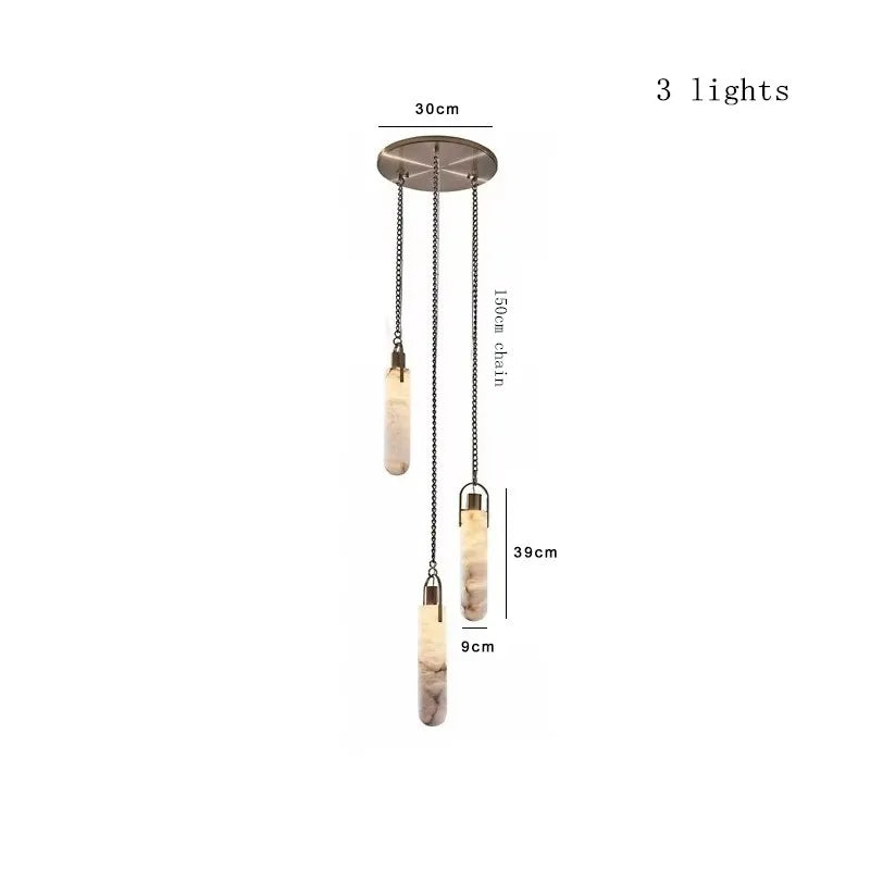Nordic Marble Alabaster Pendant Light Multi-Drop