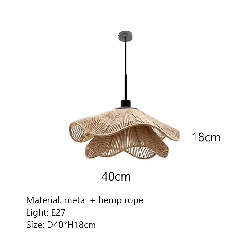 Wabi Sabi Hemp Rope Pendant Lamp Industrial Zen