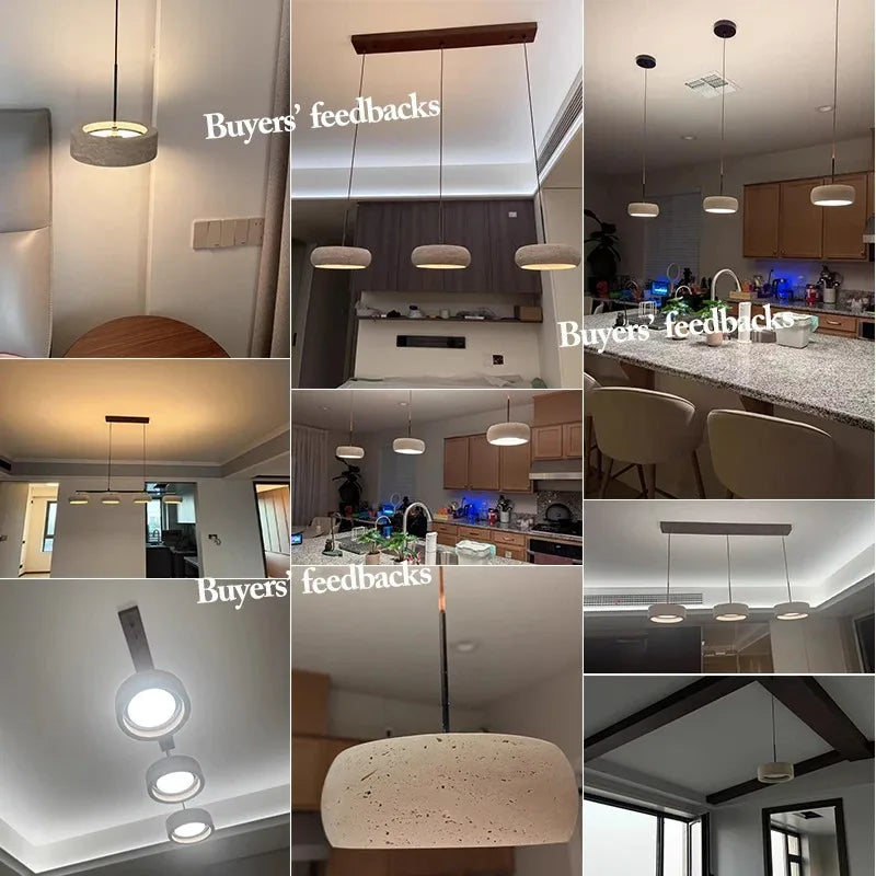 Minimalist Travertine Pendant Light for Dining Room