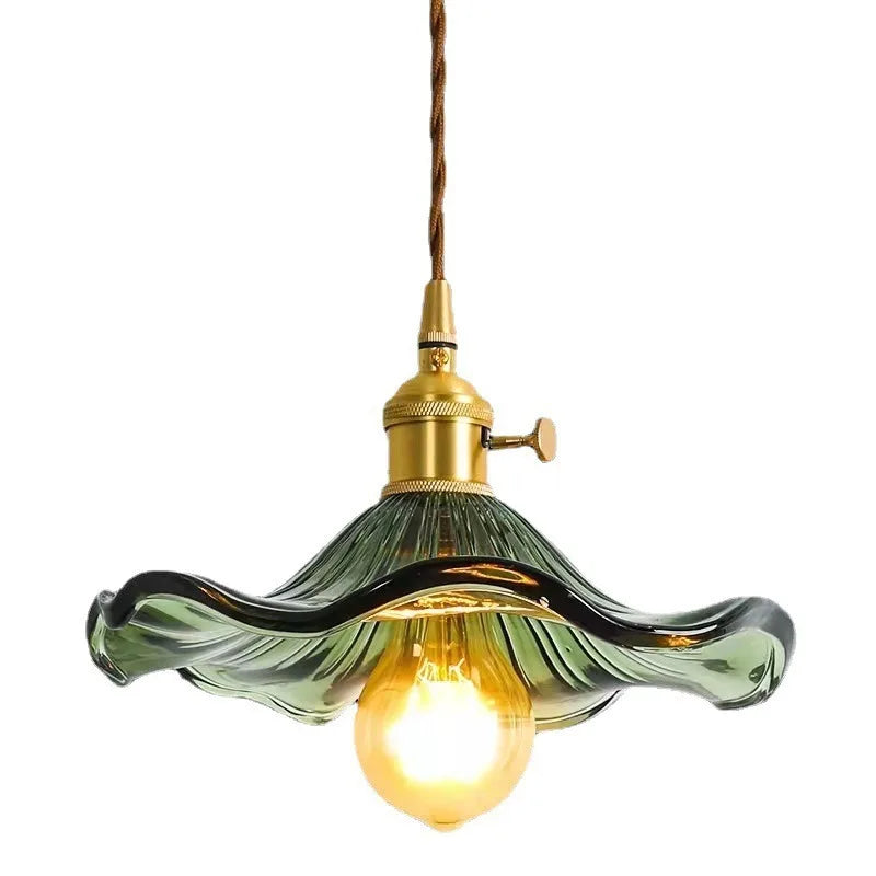Vintage Copper and Colored Glass Pendant Light for Bar and Bedside