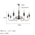 Retro Metal Chandelier with Dark Wood Accents