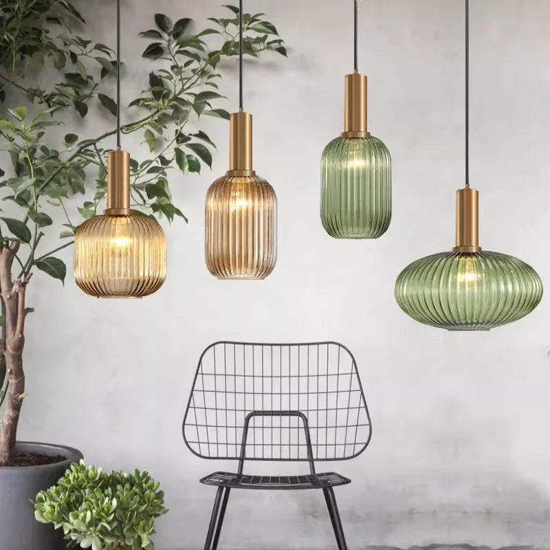 Nordic Glass Pendant Light with Copper Finish