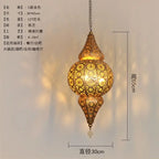 Moroccan Carved Brass Lantern Pendant Light for Restaurant and Hallway