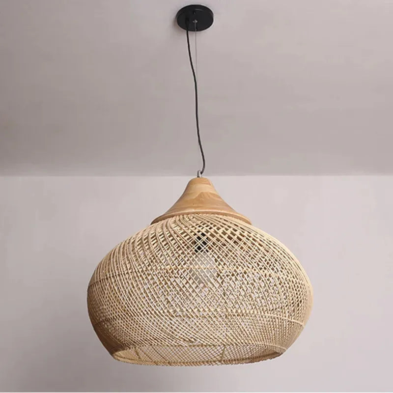 Handwoven Rattan Pendant Light - Bohemian Wabi Sabi