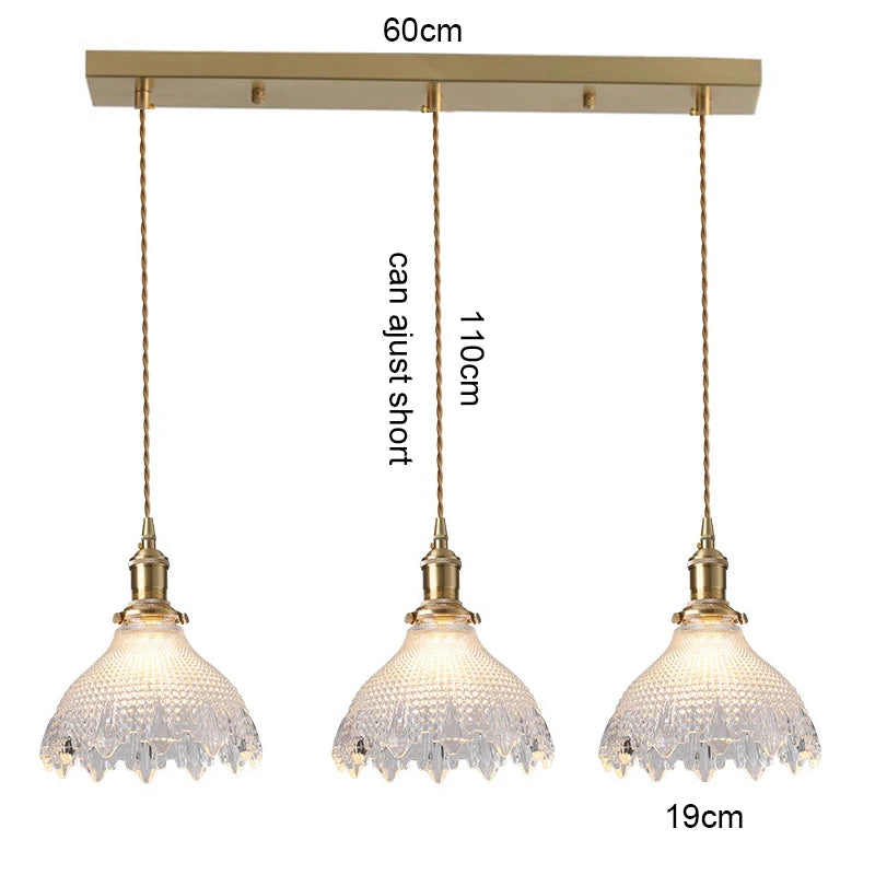 Retro Colored Glass Pendant Light Collection with Brass Fitting for Cafe