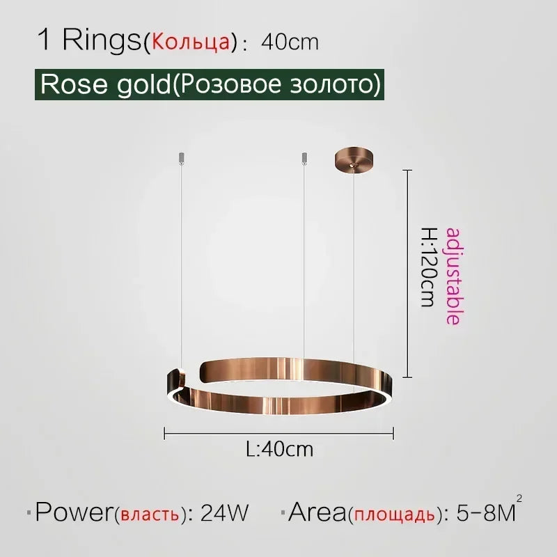 Nordic Copper Ring Pendant Light for Dining Room