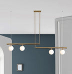 Nordic Minimalist Brass Pendant Light Linear Multi-Head