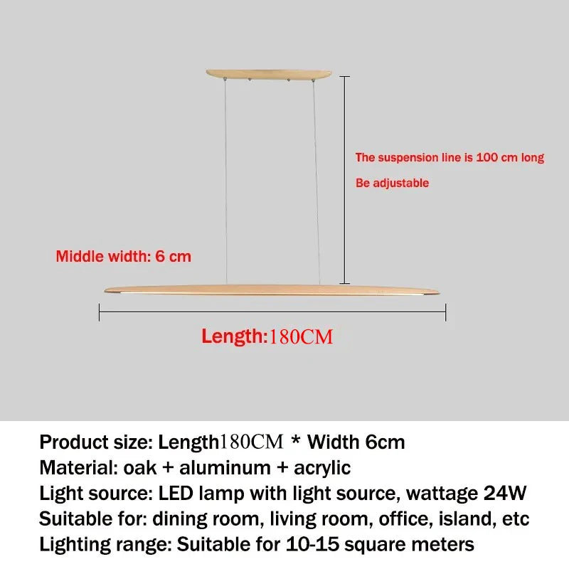 Nordic Wood Pendant Light Linear LED Hanging Lamp