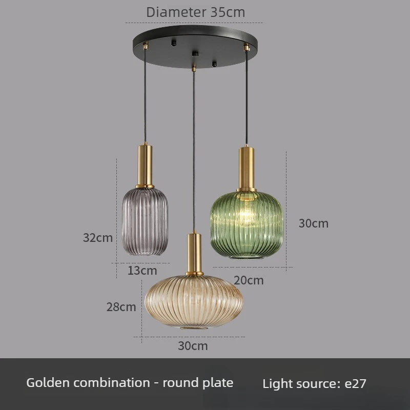 Nordic Glass Pendant Light with Copper Finish