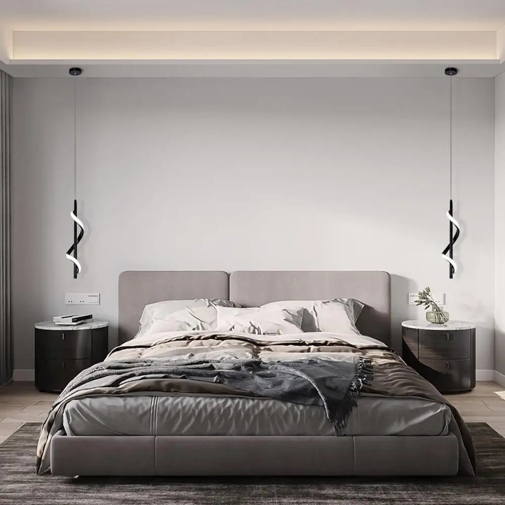 Minimalist Metal Pendant Light Spiral Design