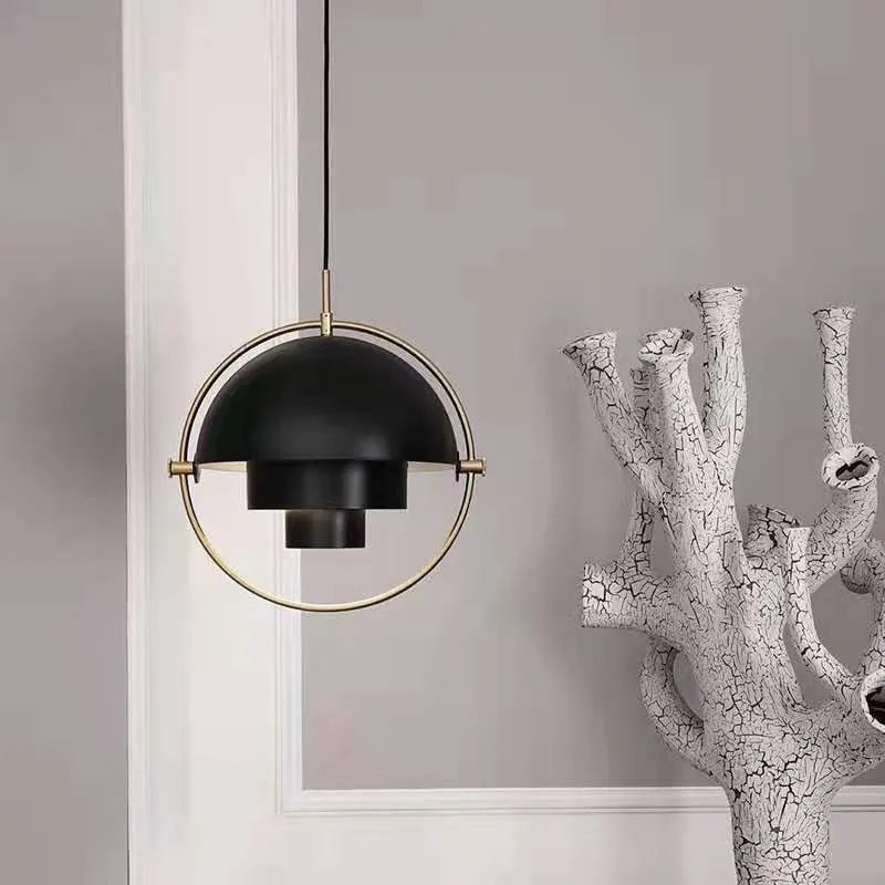Danish Style Multi Shade Brass Pendant Light 28cm for Dining Room