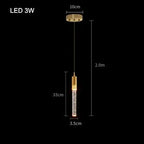 Crystal Glass Pendant Light with LED - Modern Hanging Lamp