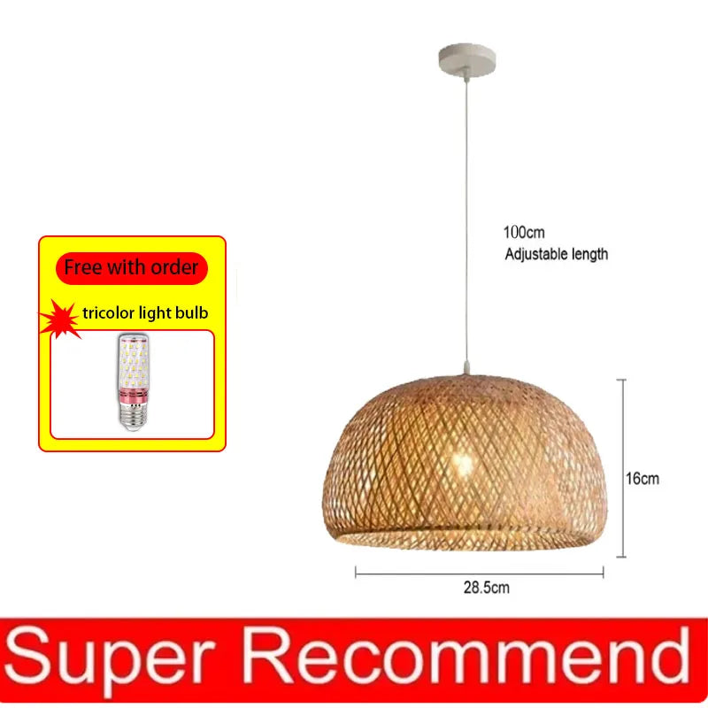 Bamboo Rattan Woven Pendant Light Chandelier