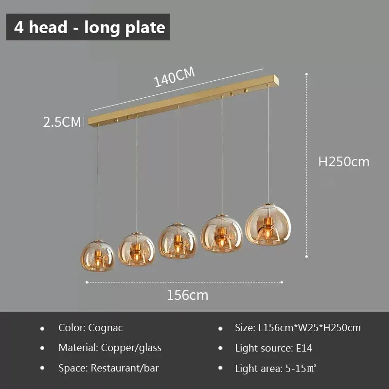 Nordic Glass Pendant Light with Iron Finish