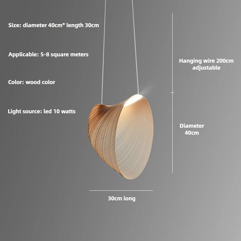 Nordic Wooden Pendant Light for Living Room